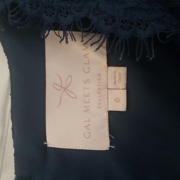 Gal Meets Glam Collection Navy Blue Lace Midi Sheath Dress - Picture 5 of 10